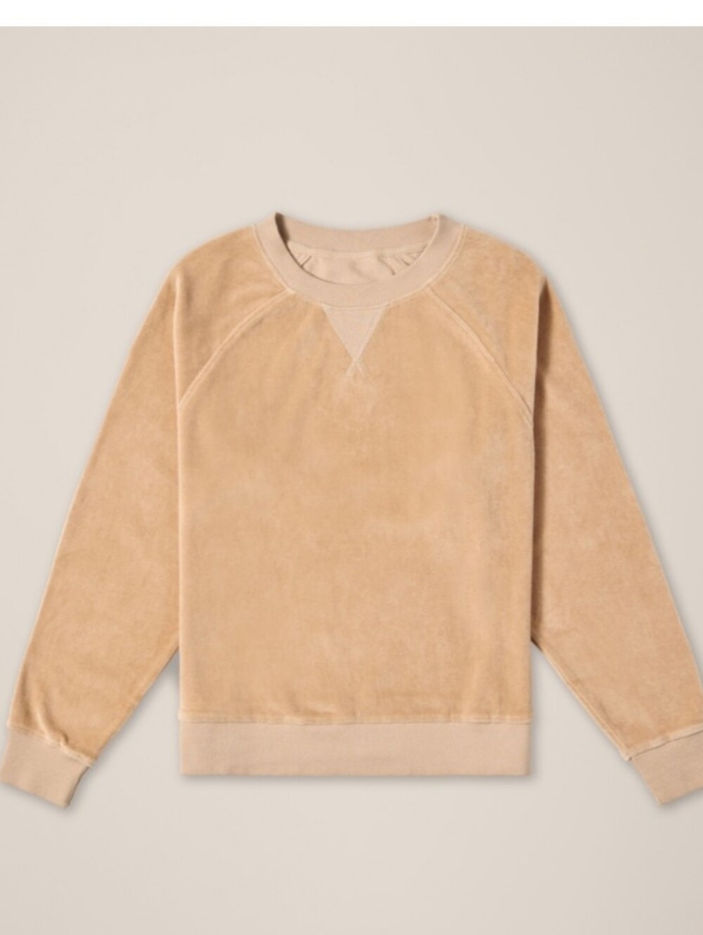 Pact Crewneck Velour Sweater in Sesame Organic Cotton